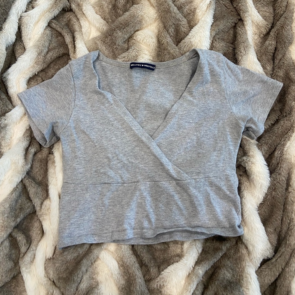 Gray Brandy Melville shirt with V neck